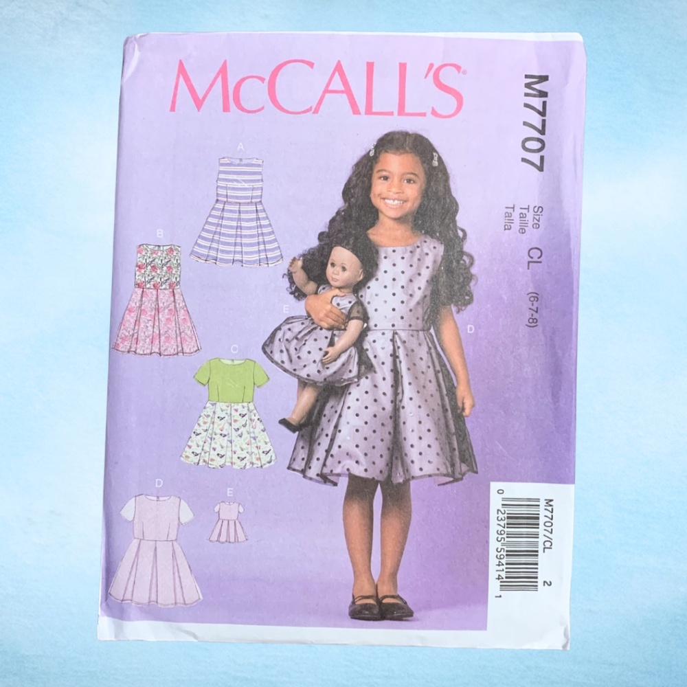 NEW McCalls M7707 Matching Girl & Doll Dresses Sewing Pattern